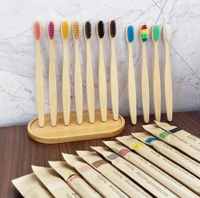 adult sized Bamboo Biodegradable Toothbrush set