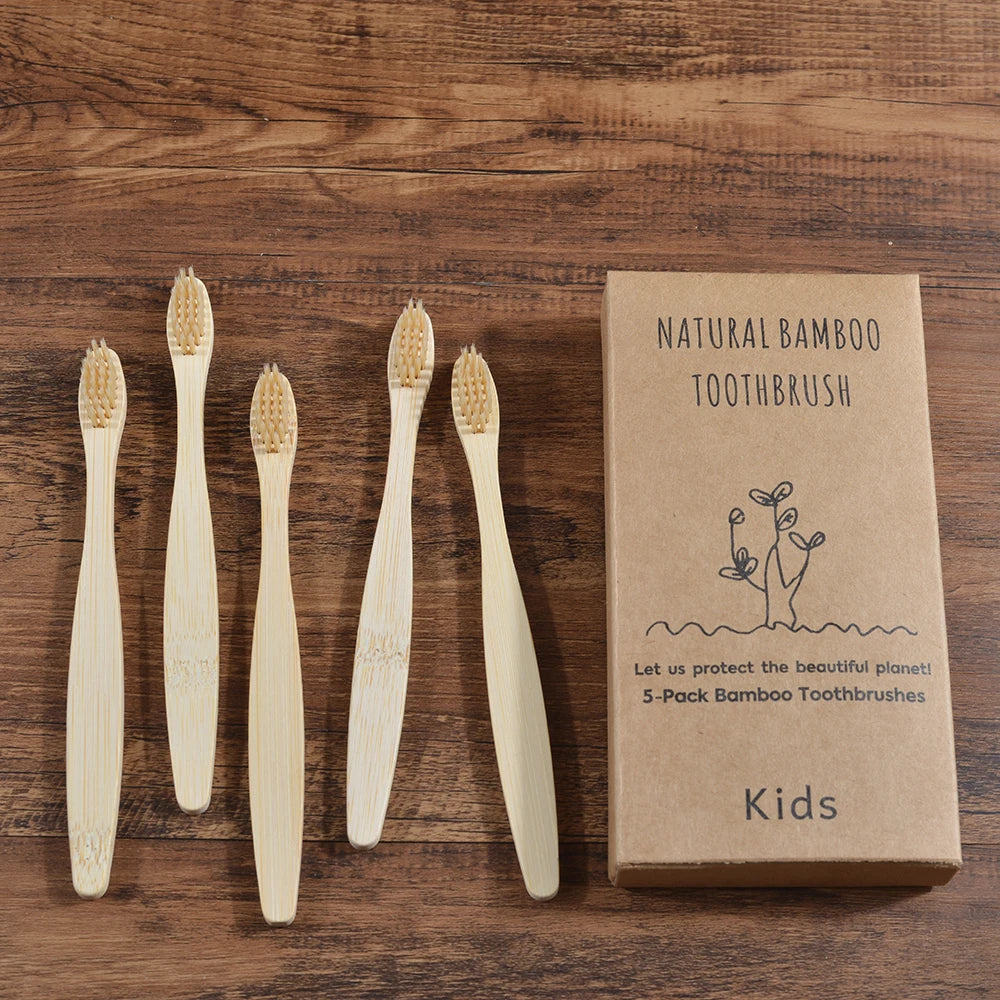 children sized colorful bamboo toothbrush