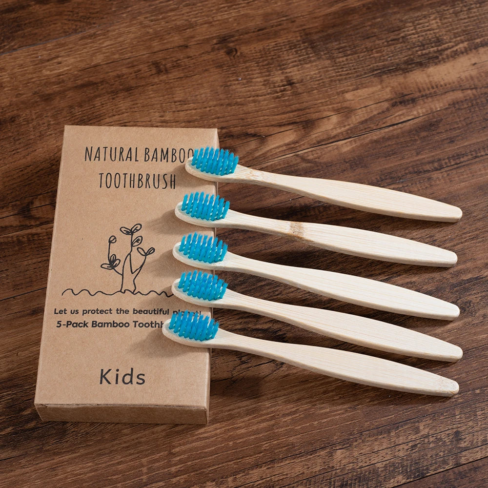 children sized colorful bamboo toothbrush