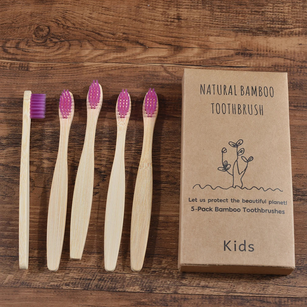 children sized colorful bamboo toothbrush