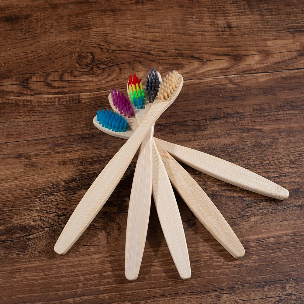 children sized colorful bamboo toothbrush