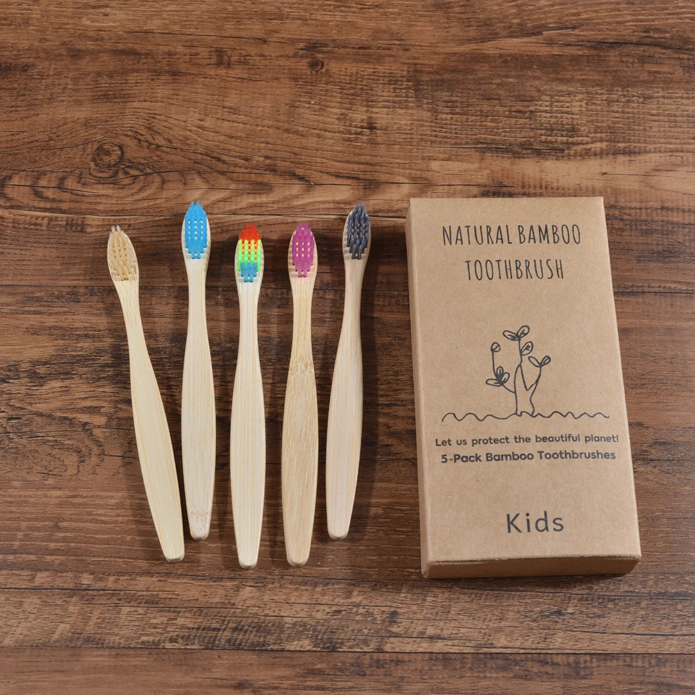 children sized colorful bamboo toothbrush