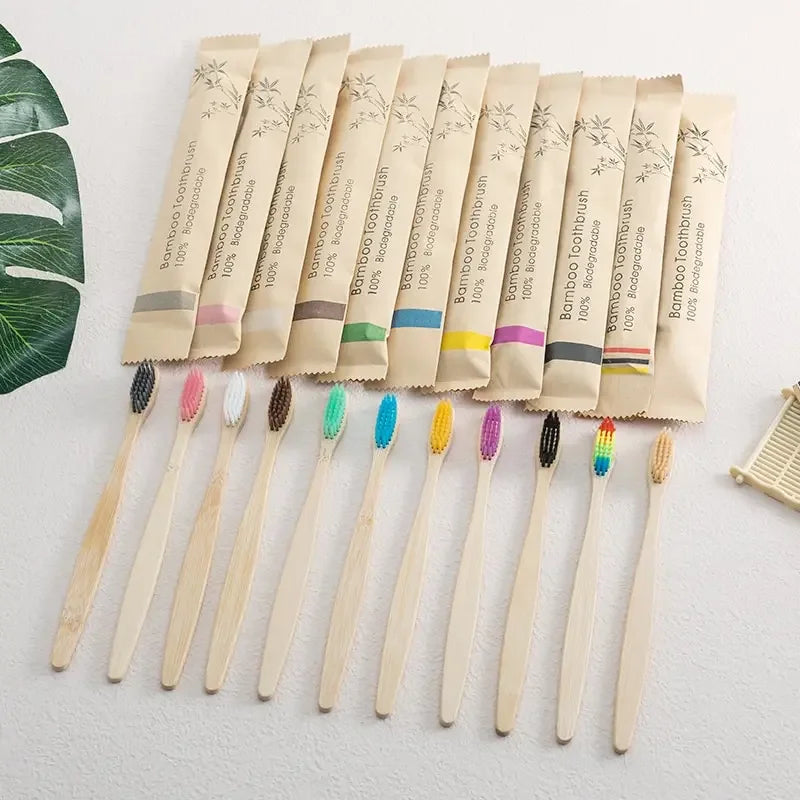 adult sized Bamboo Biodegradable Toothbrush set