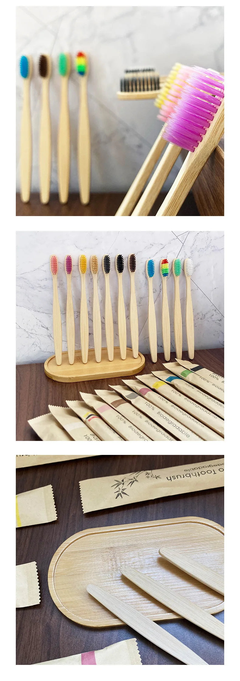 adult sized Bamboo Biodegradable Toothbrush set