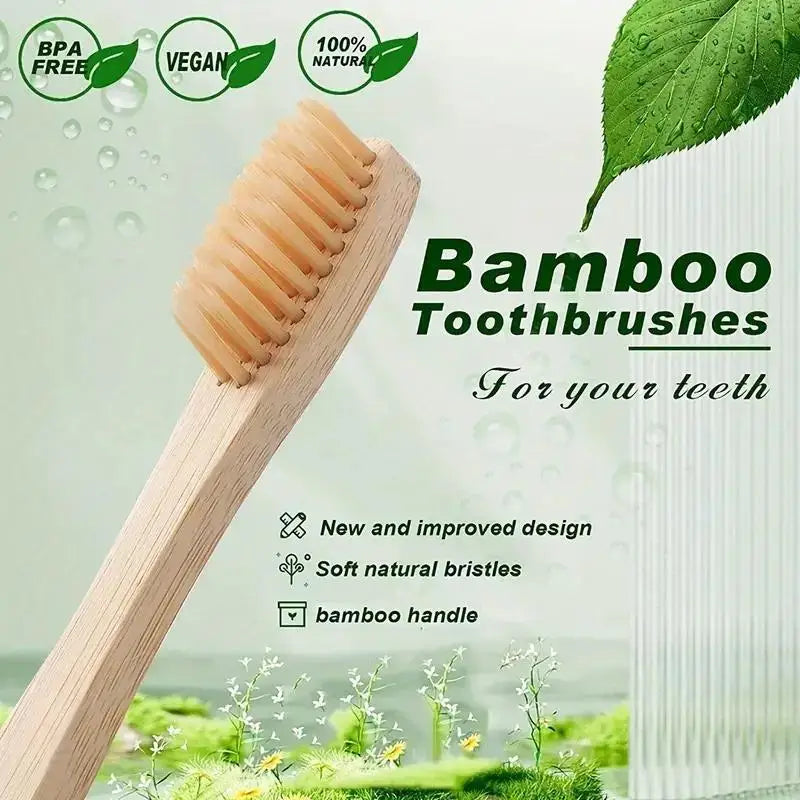 adult sized Bamboo Biodegradable Toothbrush set